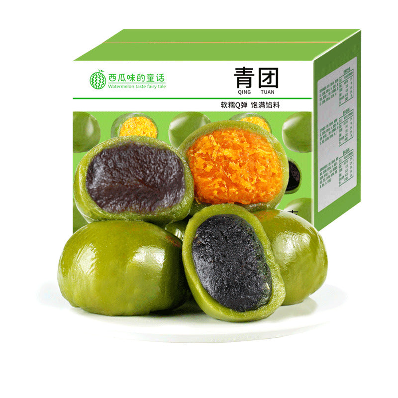 手工蛋黄肉松青团 | 糯米糕 | 传统中式小吃 | 散装包装