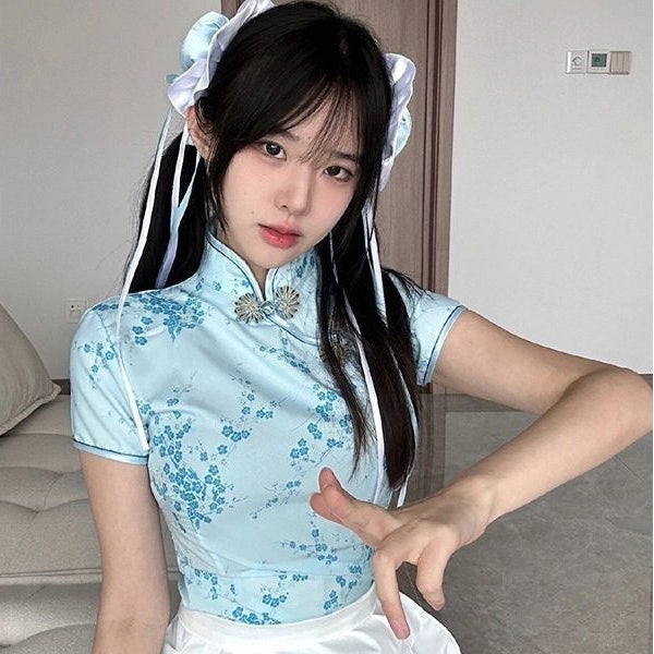 Cheongsam de chica china de gran venta, sexy, ajustado, estilo nacional, nuevo estilo chino mejorado, vestido de chef pequeño, delantal