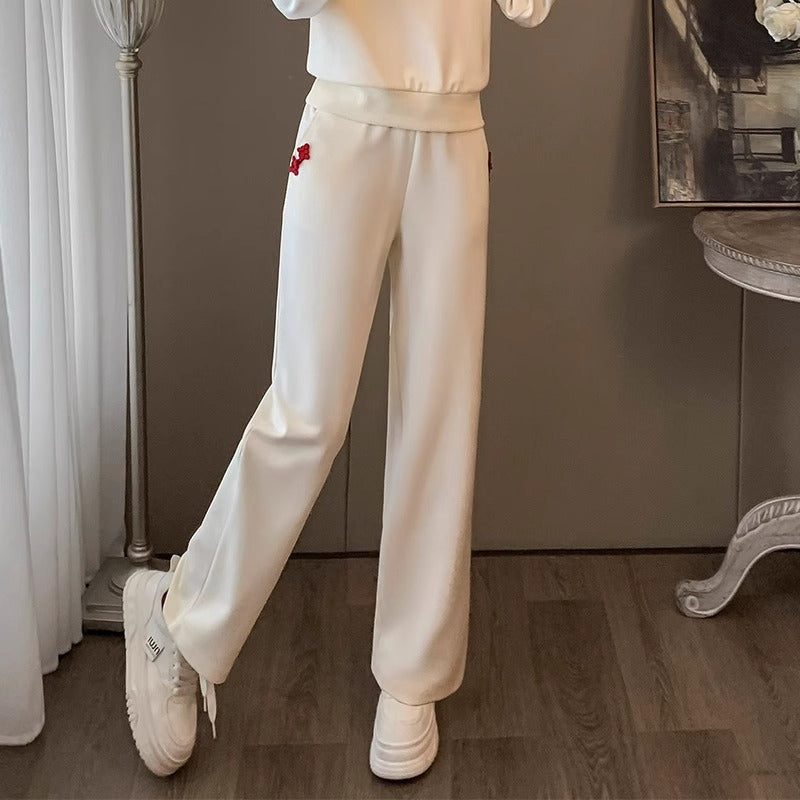 2024 Spring New Retro Chinese Style Sportswear Set for Women – Stylish & Youthful Hoodie & Wide-Legged Pants Two-Piece Set