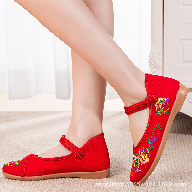 2024 New Women's Old Beijing High-Top Embroidered Shoes – Traditional Chinese Style, Hanfu, Dance Shoes for Middle-Aged and Elderly Women