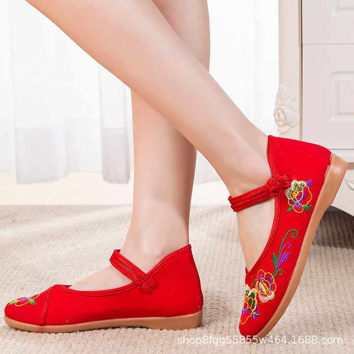 2024 New Women's Old Beijing High-Top Embroidered Shoes – Traditional Chinese Style, Hanfu, Dance Shoes for Middle-Aged and Elderly Women