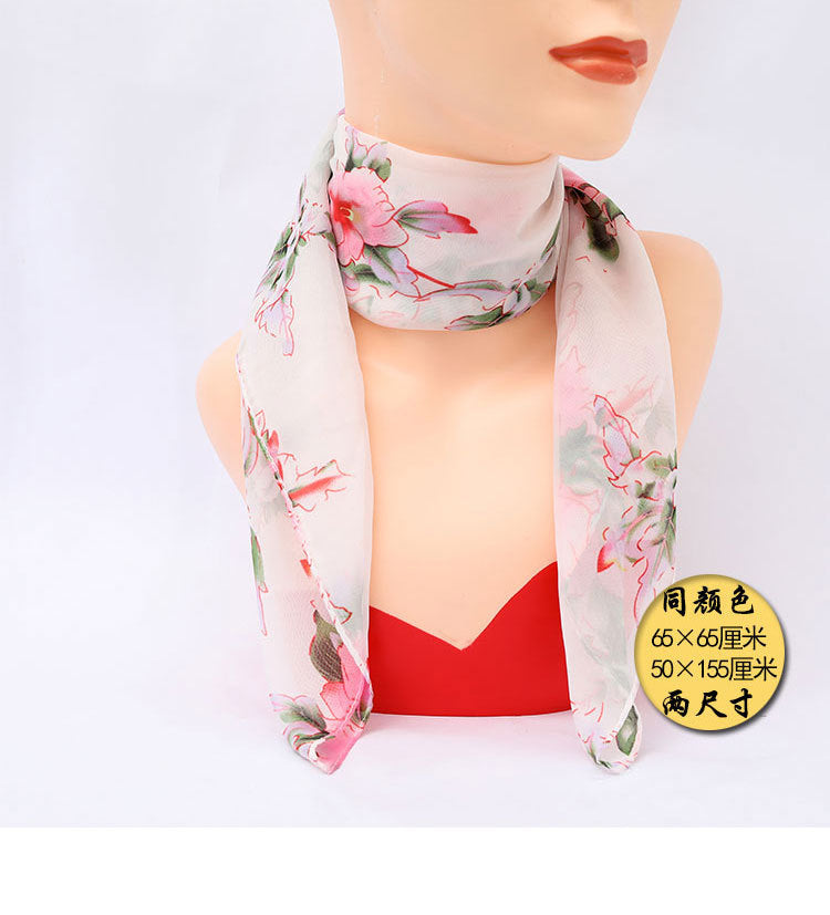 Pañuelo cuadrado pequeño estilo chino: versátil pañuelo de seda estampado para mujer, pañuelo para la cabeza, elegante pañuelo para el cuello, venta directa al por mayor.