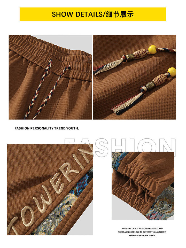 Pantalones bordados WASSUP NEST para hombre: pantalones largos casuales de pierna ancha de primavera