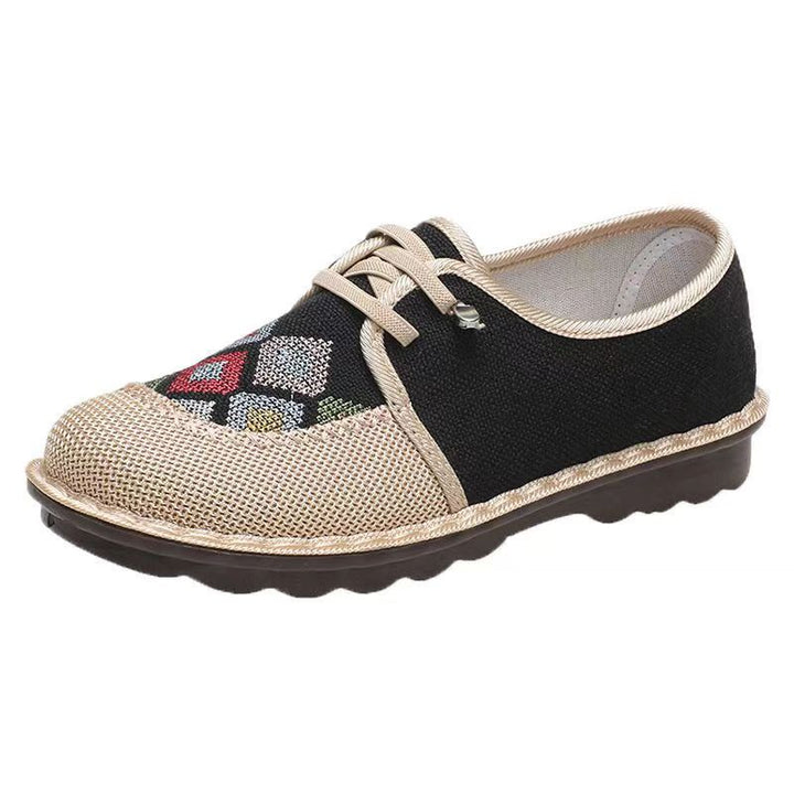 2024 New Beijing Cloth Shoes for Women – Flat, Embroidered, Non-Slip Soft Sole Comfortable Shoes for Middle-Aged Moms