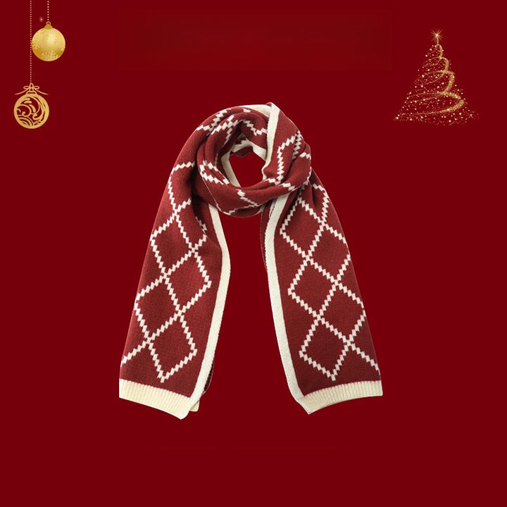 Bufanda de punto unisex de invierno: rojo festivo para Navidad y Año Nuevo