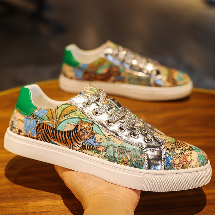 2024 Winter Men’s Graffiti Patchwork Sneakers – Trendy National Style Soft Sole Casual Shoes