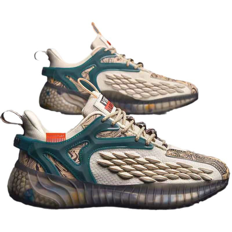 Zapatillas deportivas para hombre, primavera 2024, nuevas zapatillas de estilo chino con diseño fluorescente de escamas de pescado, zapatillas de deporte informales para hombre