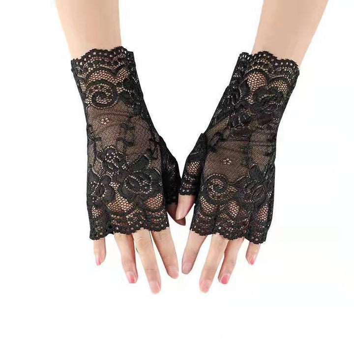 Spring/Summer Women's Lace Mesh Half-Finger Gloves – Sun Protection Touchscreen Bridal Gloves