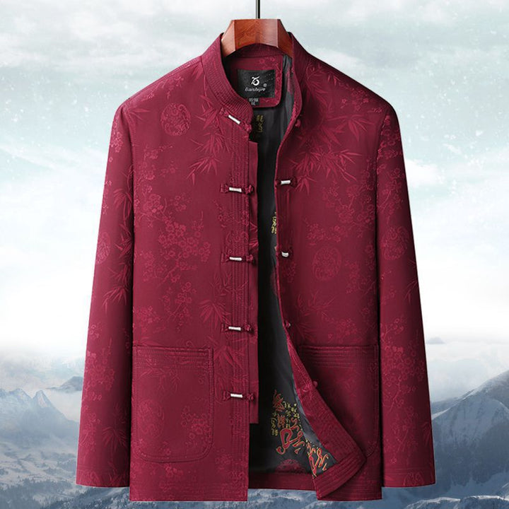 Traje Tang de otoño e invierno para hombres mayores | Chaqueta de algodón para abuelo | Abrigo acolchado de algodón grueso retro | Traje de papá de estilo chino