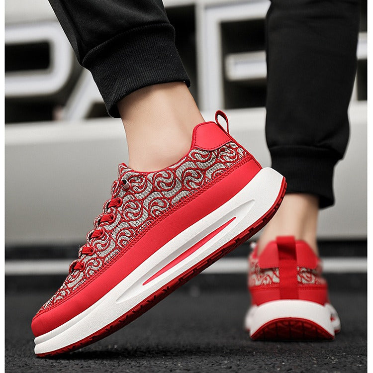 2024 Men’s National Style Cloud Pattern Sneakers – Embroidered Low-Top Casual Shoes