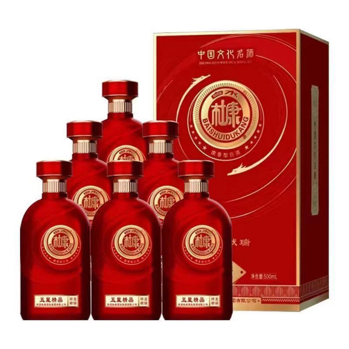 Baishui Dukang Liquor 52% Luzhou-flavor Liquor Whole Box 6 Bottles Gift Box Pure Grain Wedding Banquet Wine