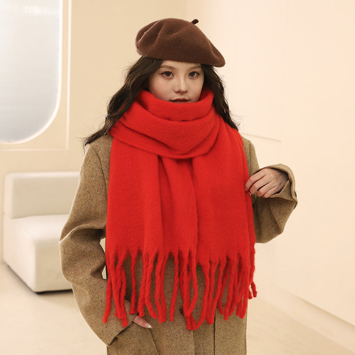 Bufanda de punto unisex de invierno: rojo festivo para Navidad y Año Nuevo
