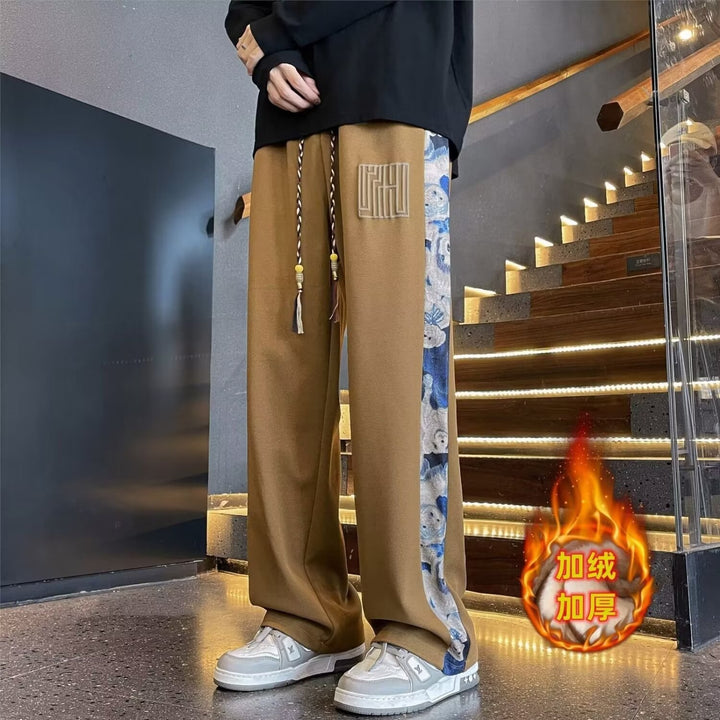 Pantalones casuales de pierna ancha para hombre, estilo chino | Pantalones deportivos holgados de primavera y otoño