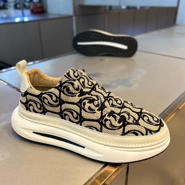 2024 Men’s National Style Cloud Pattern Sneakers – Embroidered Low-Top Casual Shoes