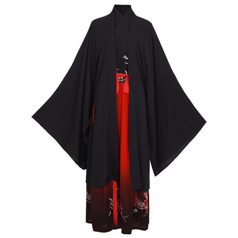 Red and black Hanfu men's martial arts suits, ancient costumes, knights and scholars, men's ancient fairy couple costumes