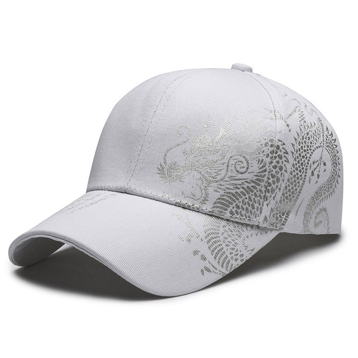 Gorra de béisbol unisex con estampado de dragón: gorra artística de ala dura estilo chino para primavera y otoño.