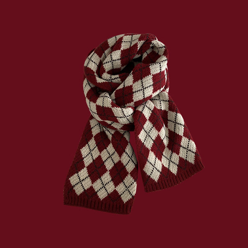 Bufanda de punto unisex de invierno: rojo festivo para Navidad y Año Nuevo