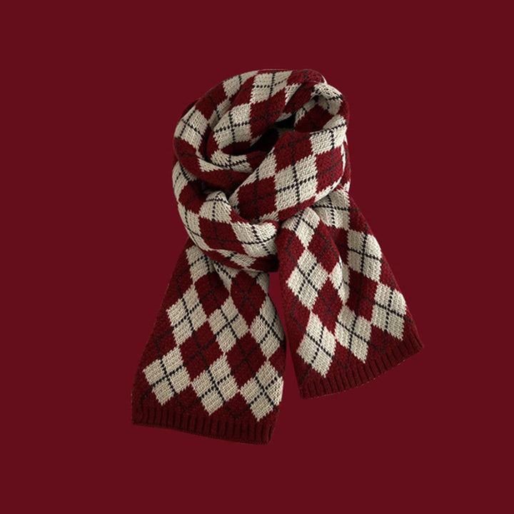 Bufanda de punto unisex de invierno: rojo festivo para Navidad y Año Nuevo
