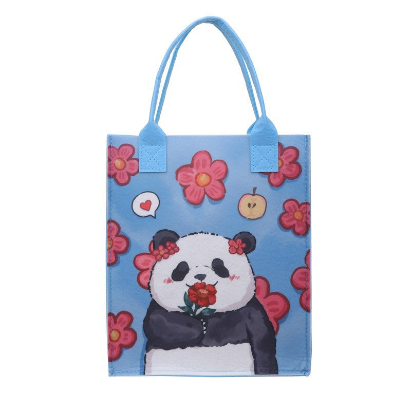 Bolso tote de fieltro con diseño de panda floral: un bolso de tendencia nacional