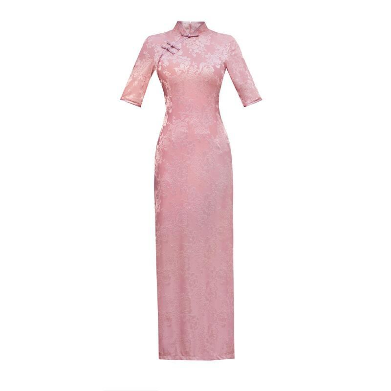 Nuevo cheongsam rojo 2025, vestido largo mejorado para desfiles y reuniones anuales, vestido para brindis, vestido de compromiso juvenil.