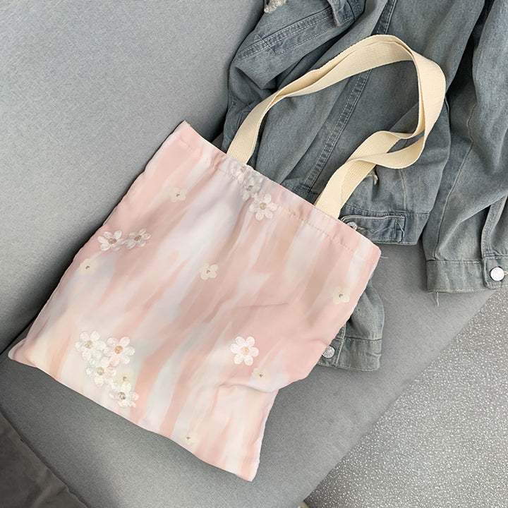 Bolsa de lona bordada estilo chino: diseño artístico con lavado de tinta