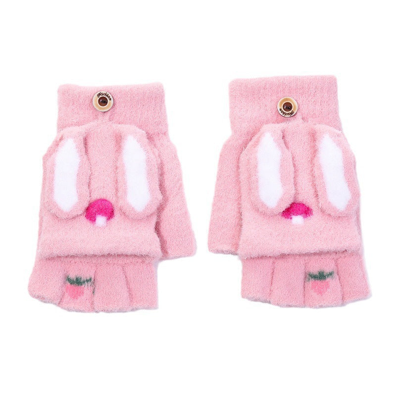 Manoplas de conejo convertibles, gruesas y cálidas para niños: guantes de equitación de invierno