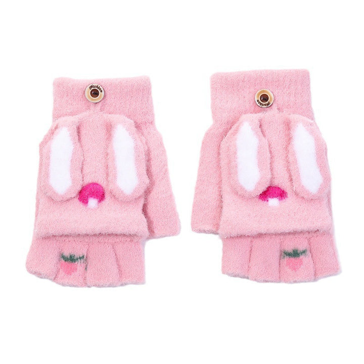 Manoplas de conejo convertibles, gruesas y cálidas para niños: guantes de equitación de invierno
