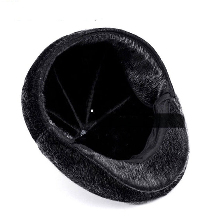 Boina de piel de visón para hombre mayor: gorro de pico de pato cálido y elegante para otoño e invierno.
