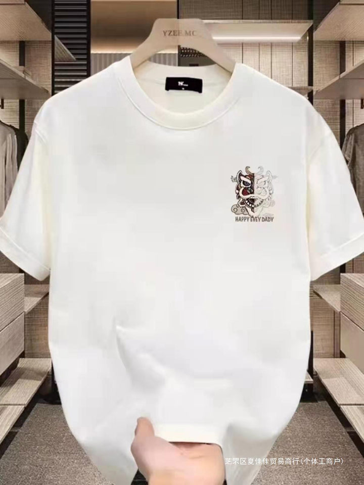 2024 Summer New National Tide Awakening Lion T-Shirt – Men’s Trendy Cotton Short Sleeve