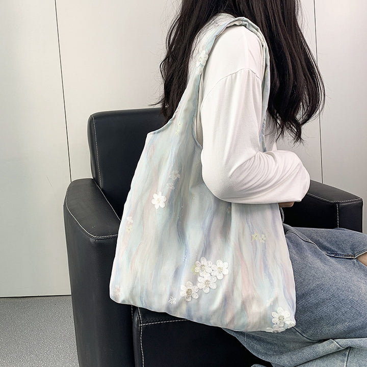 Bolsa de lona bordada estilo chino: diseño artístico con lavado de tinta