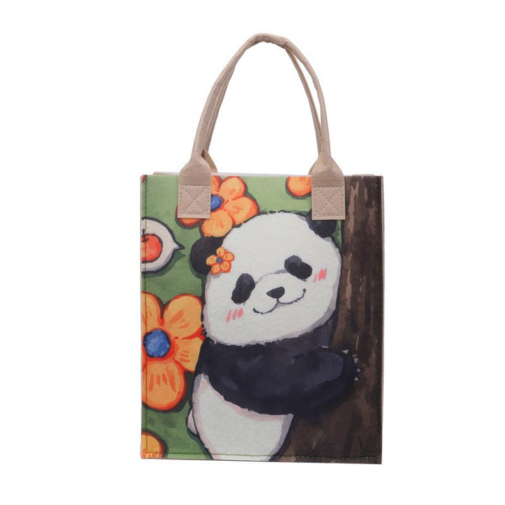 Bolso tote de fieltro con diseño de panda floral: un bolso de tendencia nacional