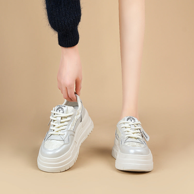 2024 Spring New Chinese-Style Women's Shoes: Embroidered Platform Sneakers with Casual Elevated Sole
