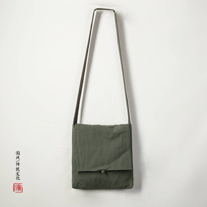 Chinese-Style Linen Backpack – Unisex Vintage Single-Shoulder Crossbody Bag with Ethnic Flair