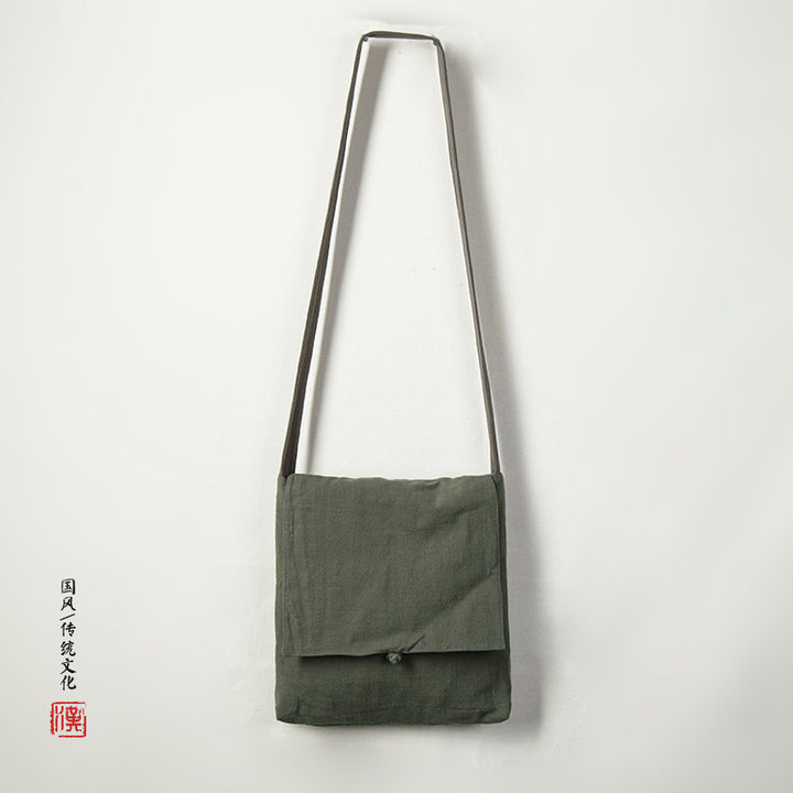 Chinese-Style Linen Backpack – Unisex Vintage Single-Shoulder Crossbody Bag with Ethnic Flair