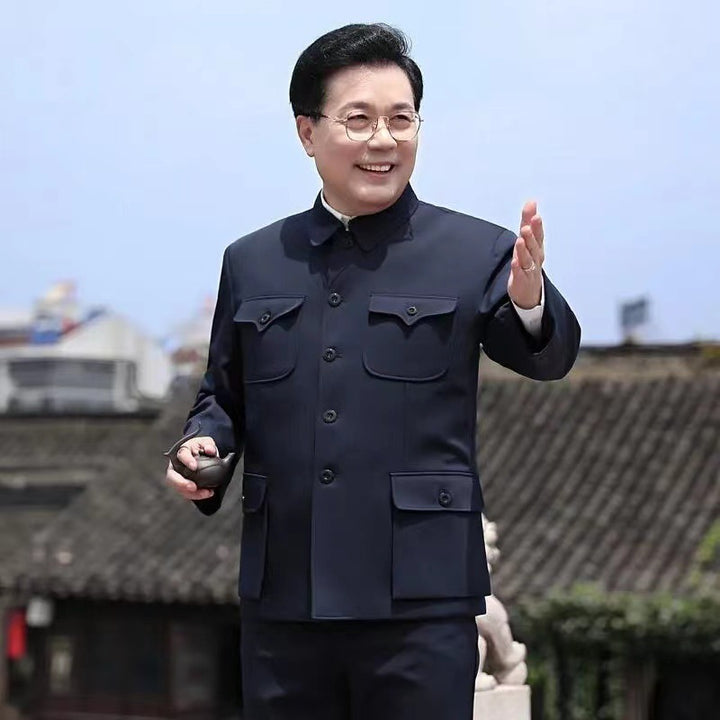 Trajes Zhongshan al por mayor para personas de mediana edad y mayores: estilo tradicional del abuelo