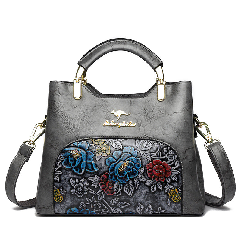 Vintage Chinese Style Peony Embossed Handbag