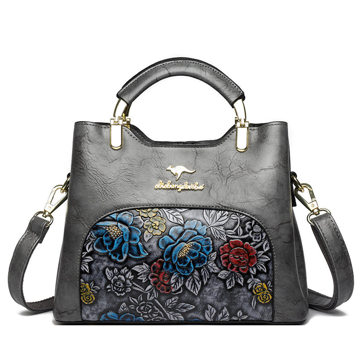 Vintage Chinese Style Peony Embossed Handbag
