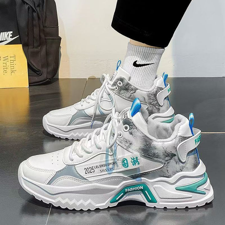 Zapatos de hombre de tendencia nacional, otoño 2024, nuevos zapatos deportivos casuales de suela gruesa transpirables de caña alta para jóvenes, zapatos de moda para papá para hombre