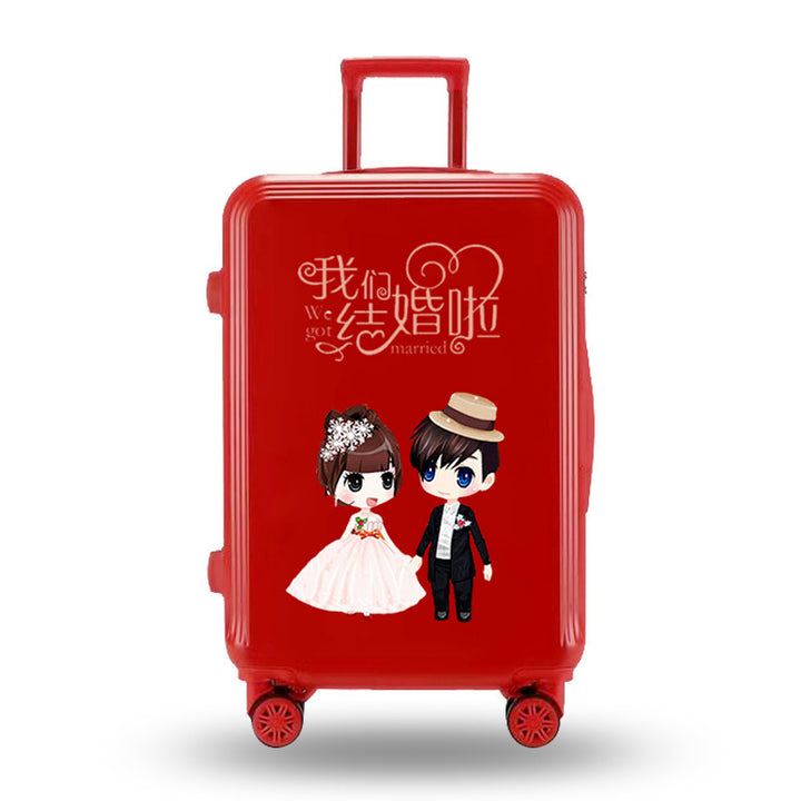 Conjunto de equipaje nupcial rojo: maleta de dote nupcial con estuche a juego