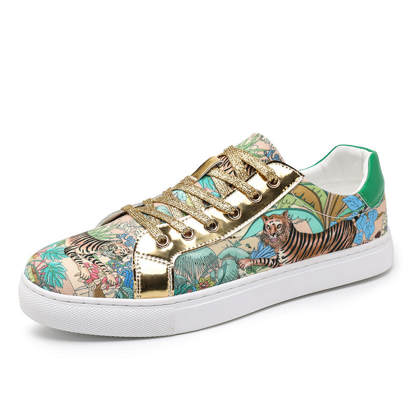 2024 Winter Men’s Graffiti Patchwork Sneakers – Trendy National Style Soft Sole Casual Shoes