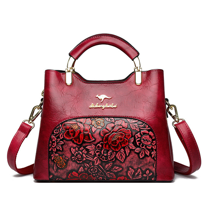 Vintage Chinese Style Peony Embossed Handbag