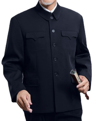 Chaqueta Zhongshan para hombre mayor | Ropa de trabajo de una sola capa y ropa formal de doble capa para primavera y otoño
