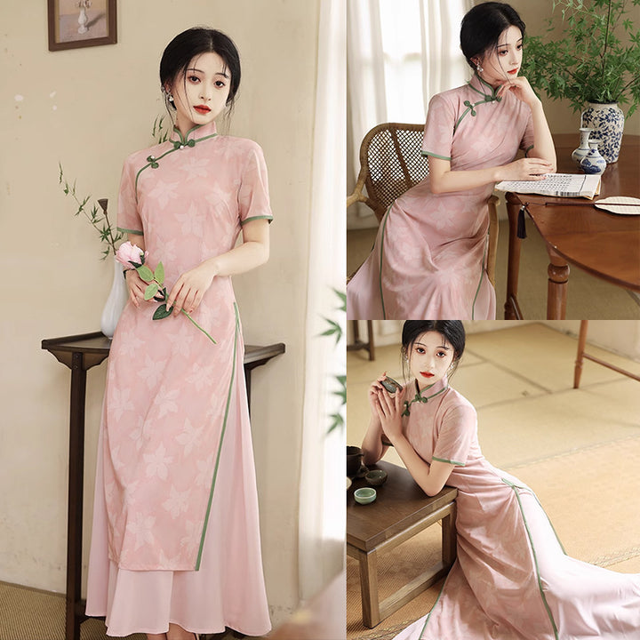 Pink cheongsam summer new 2024 improved young girl Republic of China style women's clothing new Chinese style daily wear
