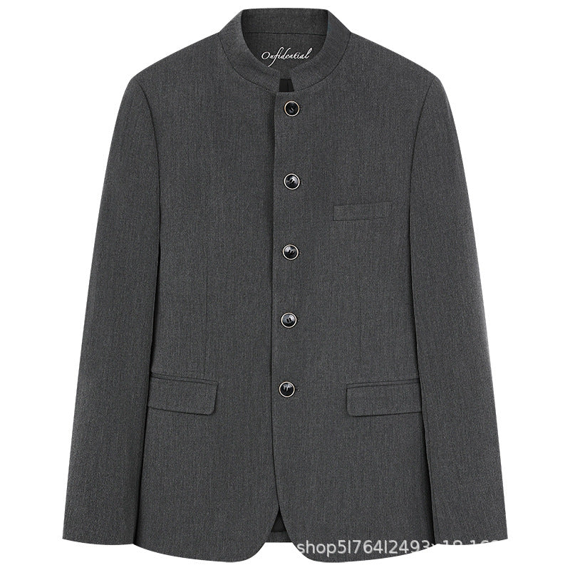 A79 Nuevo traje Zhongshan de estilo chino para hombres, chaqueta juvenil, traje Tang, conjunto de traje de actuación, elegante traje pequeño delgado, top