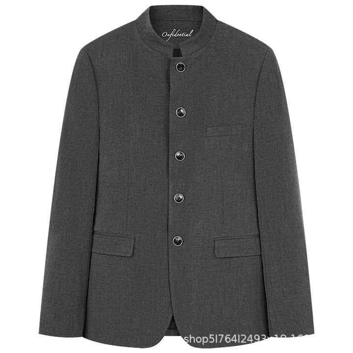 A79 Nuevo traje Zhongshan de estilo chino para hombres, chaqueta juvenil, traje Tang, conjunto de traje de actuación, elegante traje pequeño delgado, top
