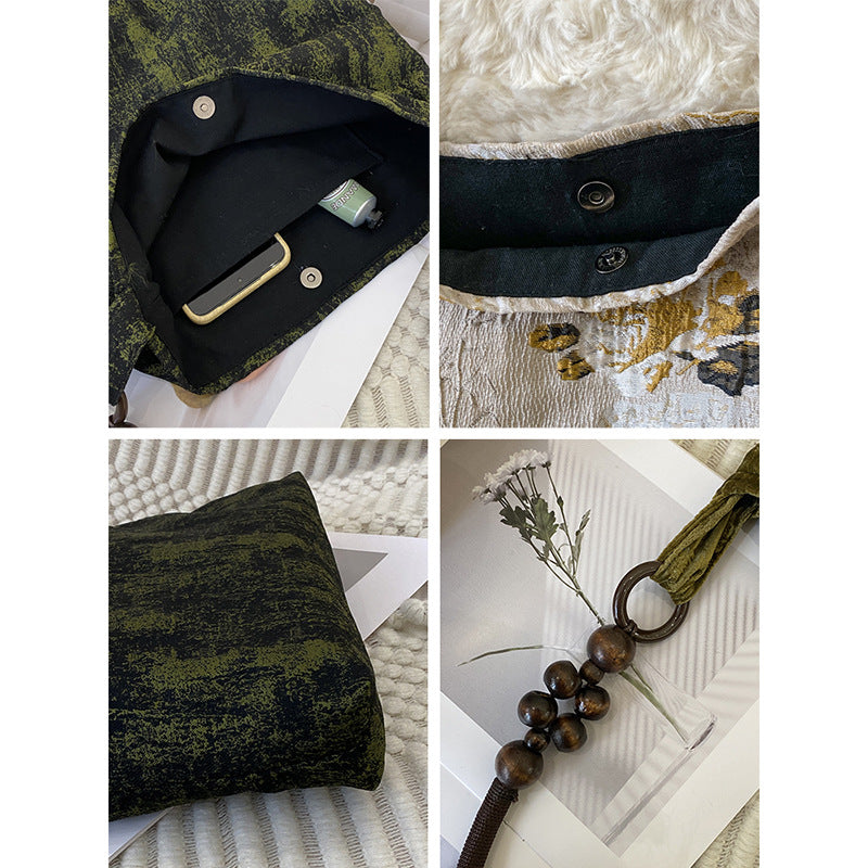 Modern Chinese-Style Vintage Shoulder Tote – Artistic Small Square Bag