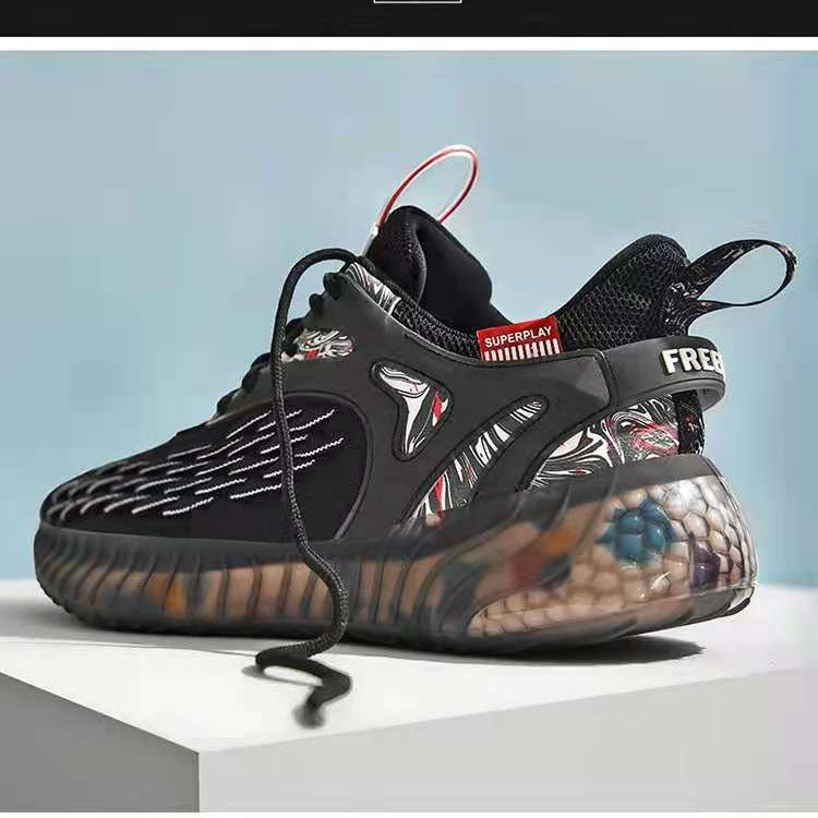 Zapatillas deportivas para hombre, primavera 2024, nuevas zapatillas de estilo chino con diseño fluorescente de escamas de pescado, zapatillas de deporte informales para hombre
