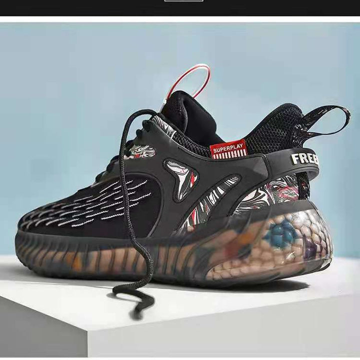 Zapatillas deportivas para hombre, primavera 2024, nuevas zapatillas de estilo chino con diseño fluorescente de escamas de pescado, zapatillas de deporte informales para hombre