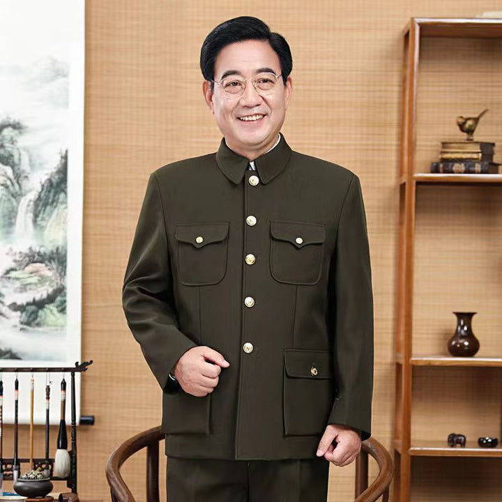 Trajes Zhongshan al por mayor para personas de mediana edad y mayores: estilo tradicional del abuelo