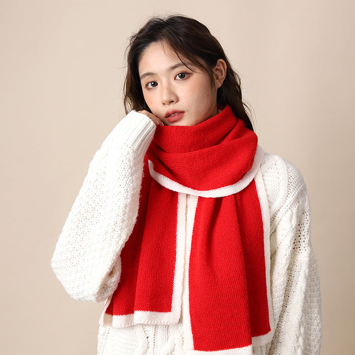 Bufanda de punto unisex de invierno: rojo festivo para Navidad y Año Nuevo